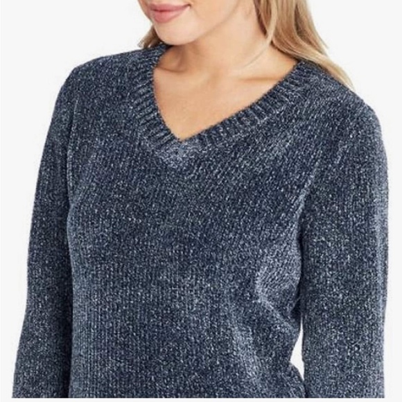 Orvis Navy Chenille Tunic Sweater Size Medium - Picture 2 of 11